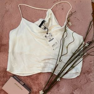 ZARA White Sleveless Top